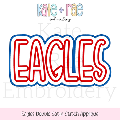 Eagles Double Satin Stitch Applique Embroidery Design