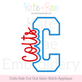 Colts Side Cut Out Satin Stitch Applique Embroidery Design