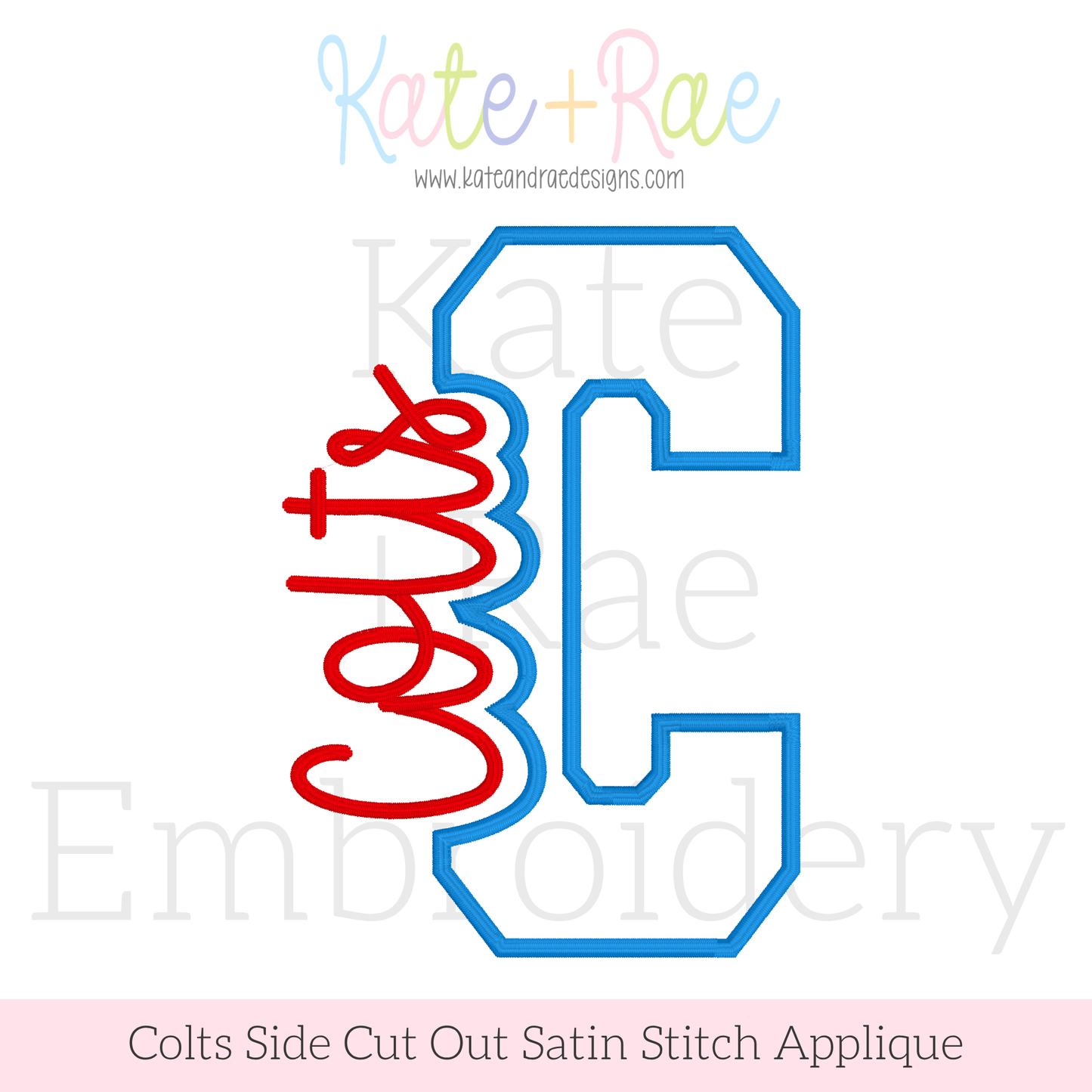 Colts Side Cut Out Satin Stitch Applique Embroidery Design