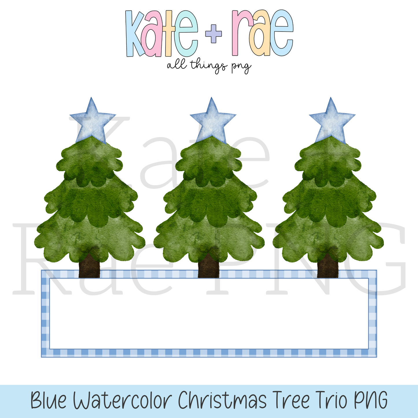 Boy's Watercolor Christmas Tree Trio with Nameplate PNG