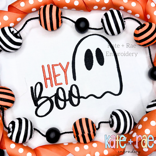 Hey Boo Halloween Embroidery Design