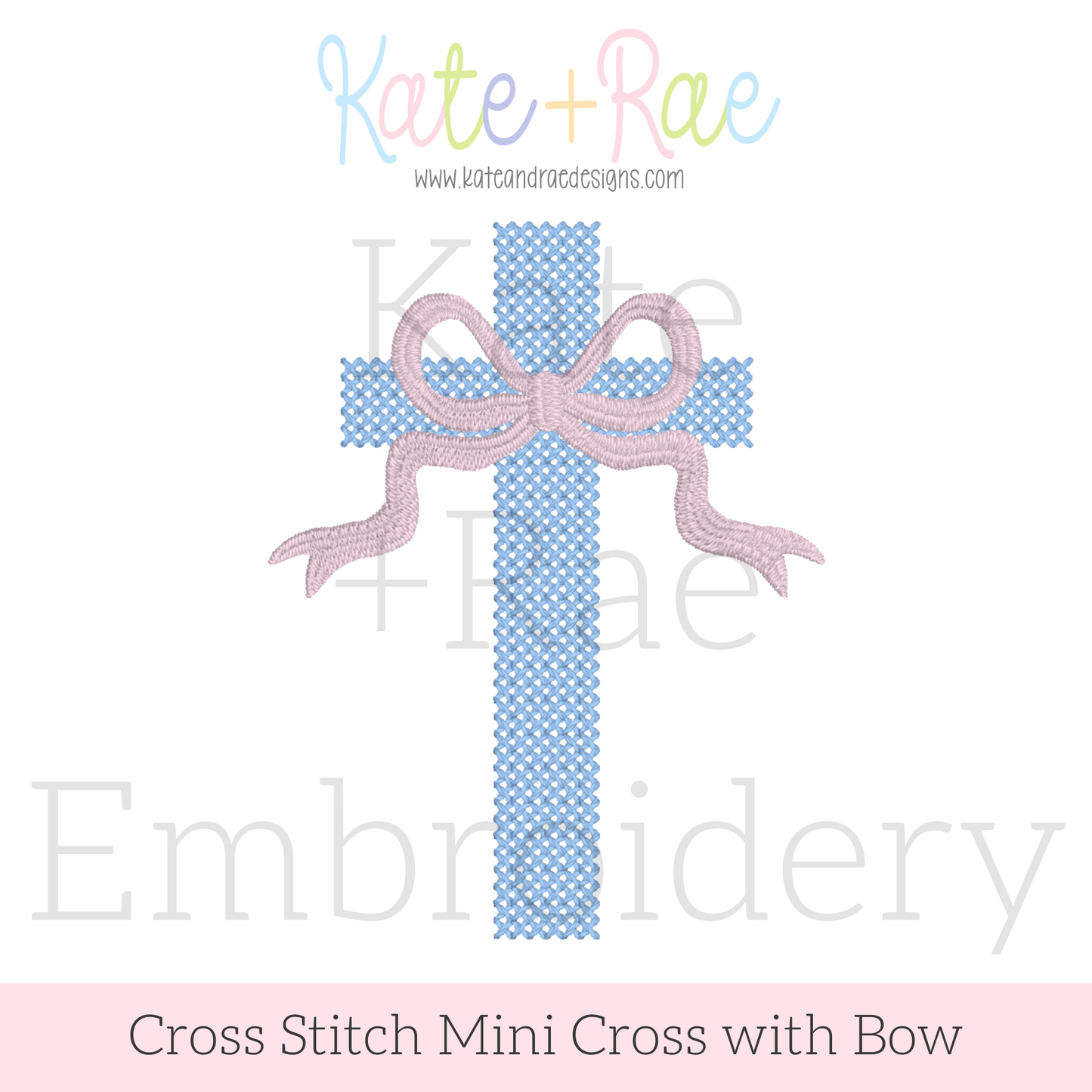 Cross Stitch Mini Cross with Bow Embroidery Design