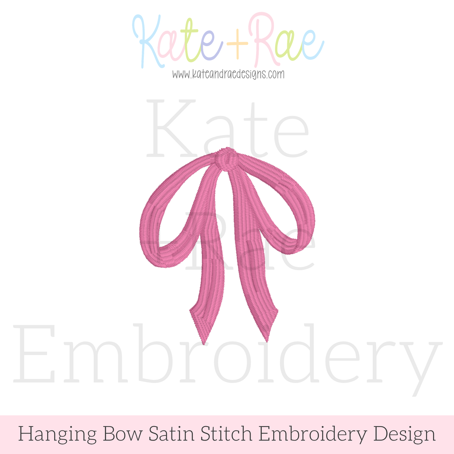 Hanging Bow Satin Stitch Embroidery Design