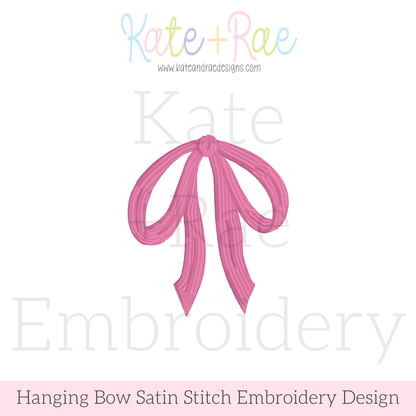Hanging Bow Satin Stitch Embroidery Design