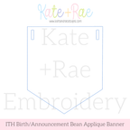 Birth/ Birthday Bean Stitch Applique Banner In The Hoop Embroidery Design: Design preview of a blue bean stitch applique pennant banner