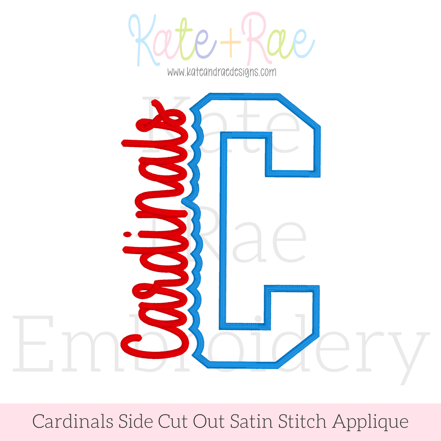Cardinals Side Cut Out Satin Stitch Applique Embroidery Design