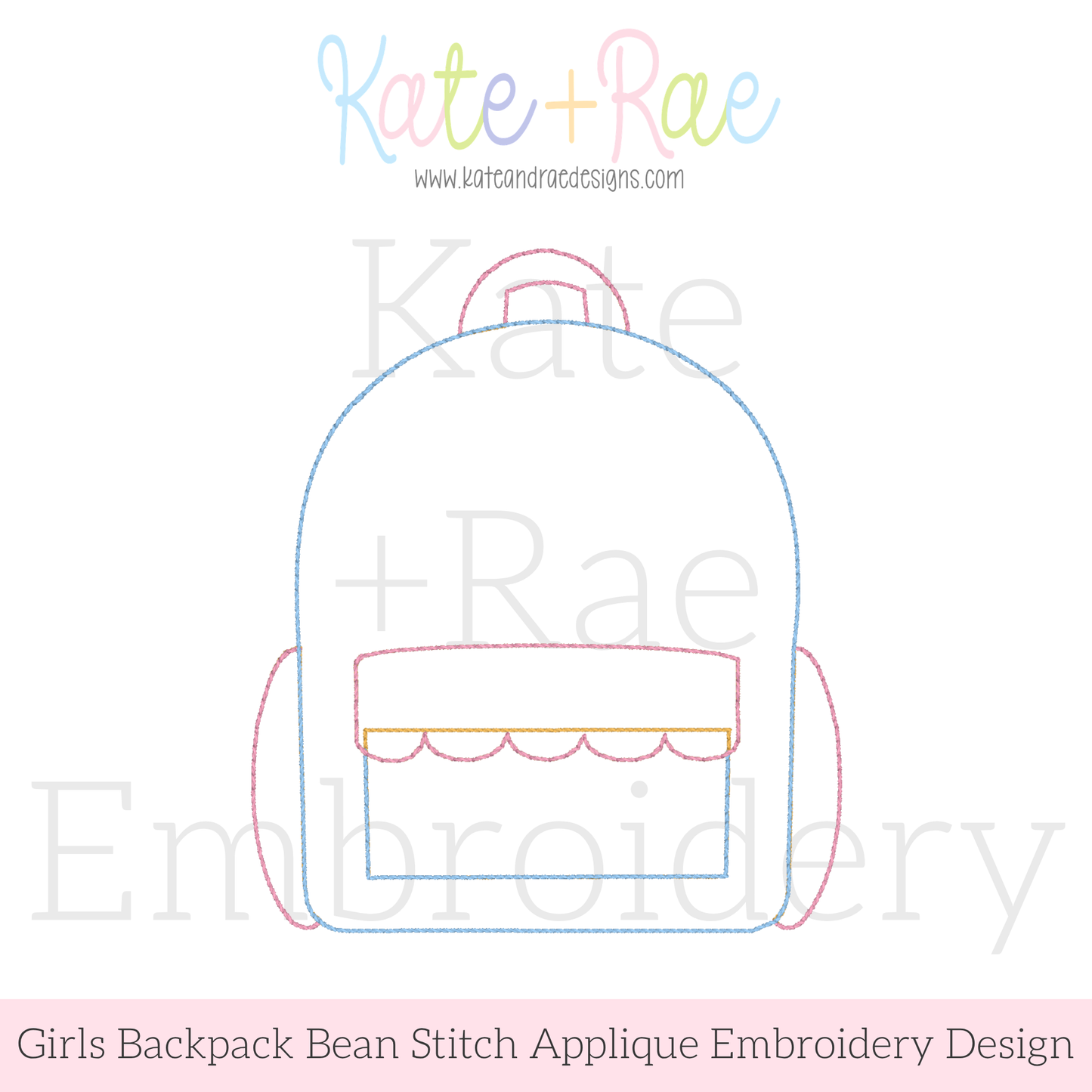 Scalloped Backpack Bean Stitch Applique Embroidery Design