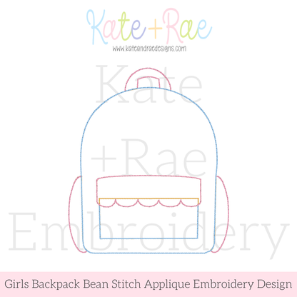 Scalloped Backpack Bean Stitch Applique Embroidery Design