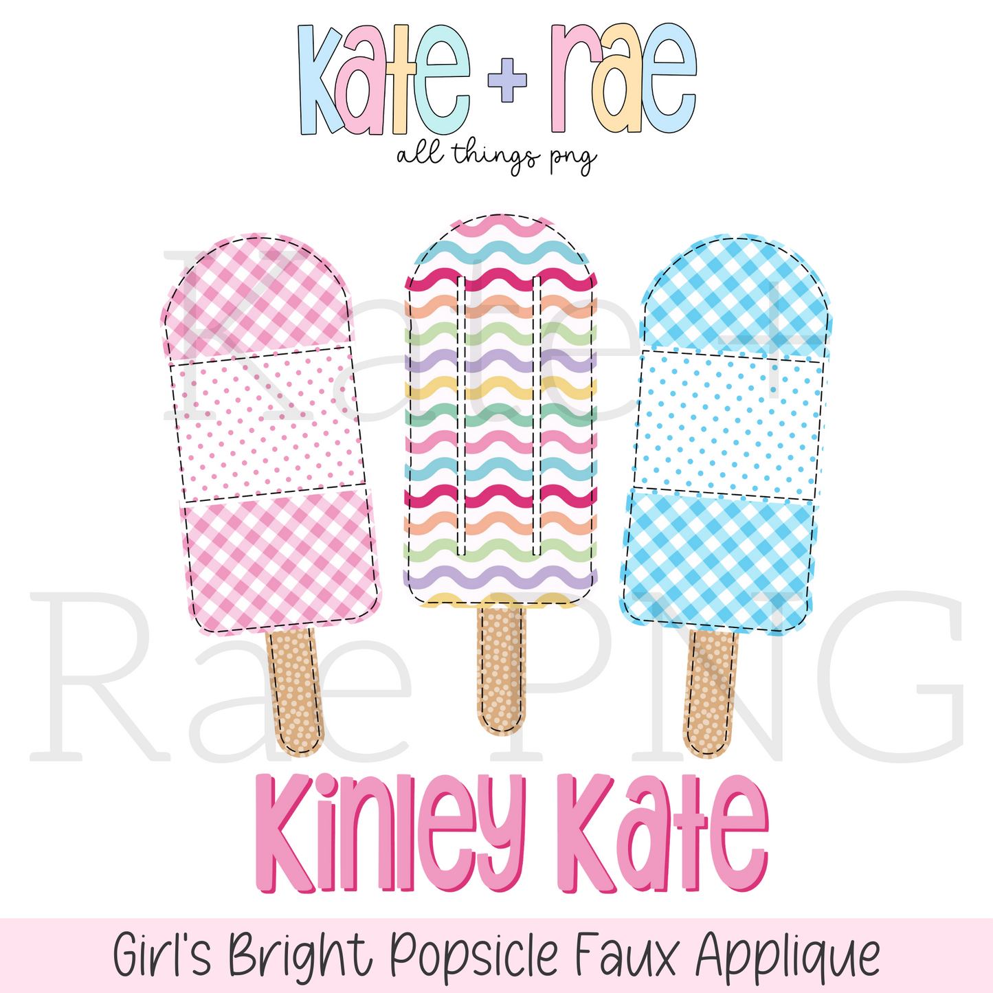 Girl's Bright Popsicle Faux Applique PNG