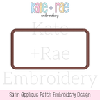 Rectangle Satin Stitch Patch Applique Embroidery Design: Design preview of a brown rectangle satin stitch patch outline