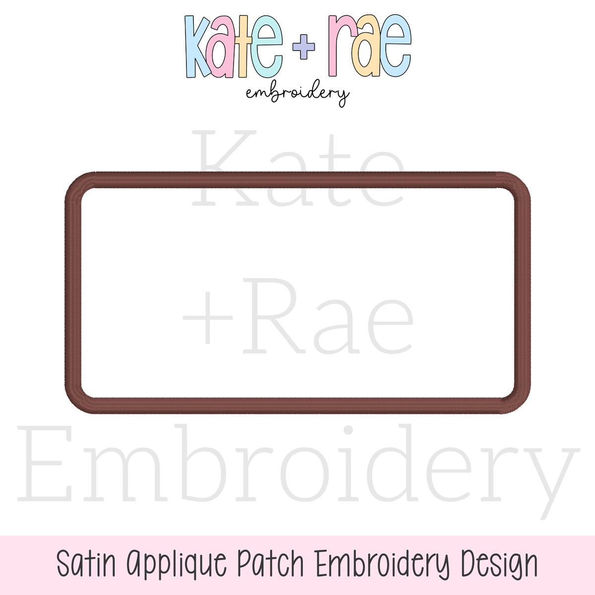 Rectangle Satin Stitch Patch Applique Embroidery Design: Design preview of a brown rectangle satin stitch patch outline