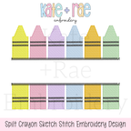 Split Crayon Sketch Stitch Embroidery Design: Design preview of rainbow sketch stitch split crayons