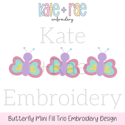 Butterfly Trio Mini Fill Stitch Embroidery Design