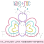 Butterfly Zigzag Stitch Applique Embroidery Design: Design preview of a pastel zigzag applique butterfly outline