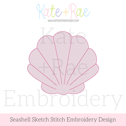 Seashell Sketch Stitch Embroidery Design