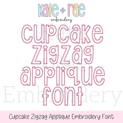 Cupcake Zigzag Stitch Applique Font