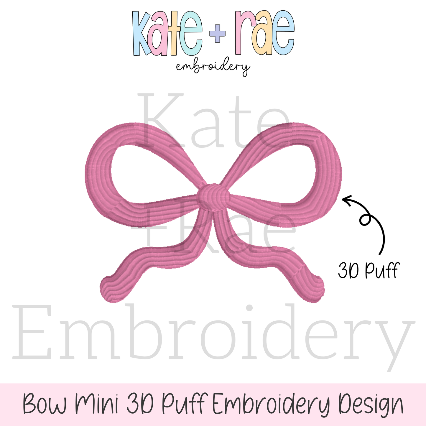 Bow Mini 3D Puff Embroidery Design