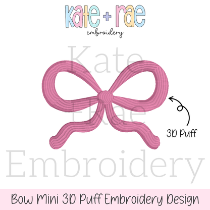 Bow Mini 3D Puff Embroidery Design