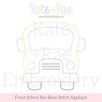 Back to School Bus Bean Applique Embroidery Design