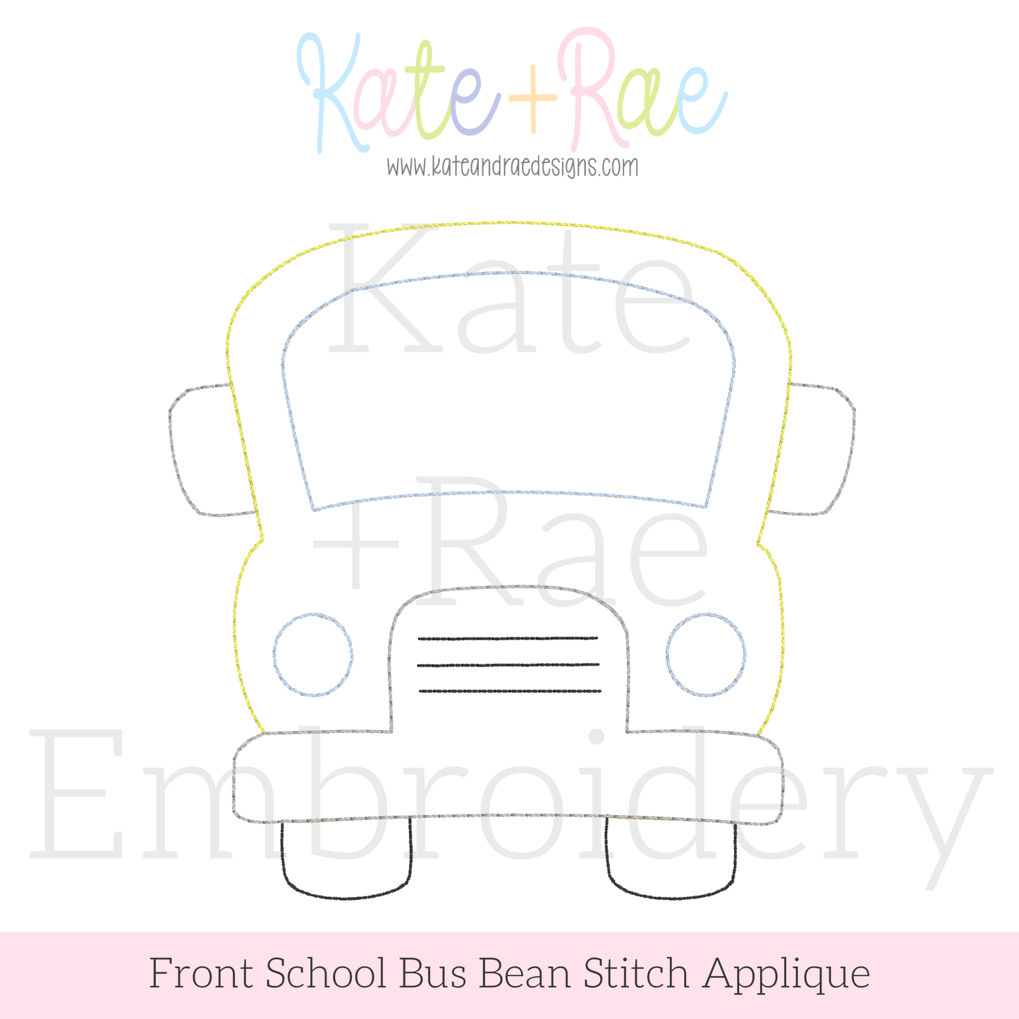 Back to School Bus Bean Applique Embroidery Design