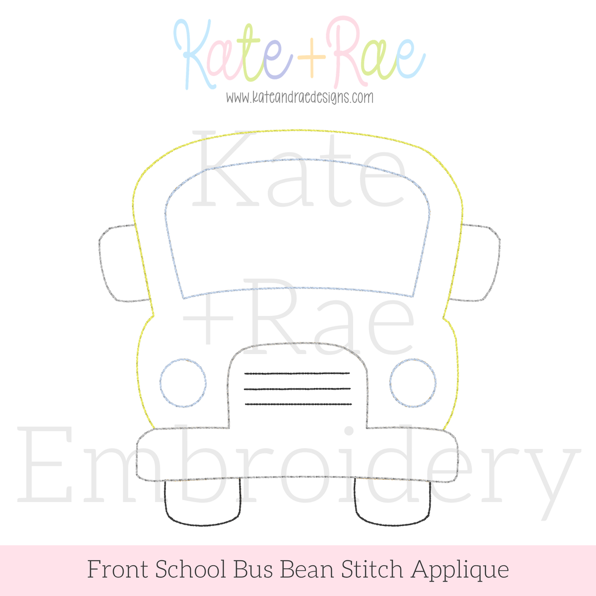 Back to School Bus Bean Applique Embroidery Design