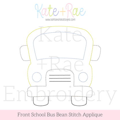 Back to School Bus Bean Applique Embroidery Design