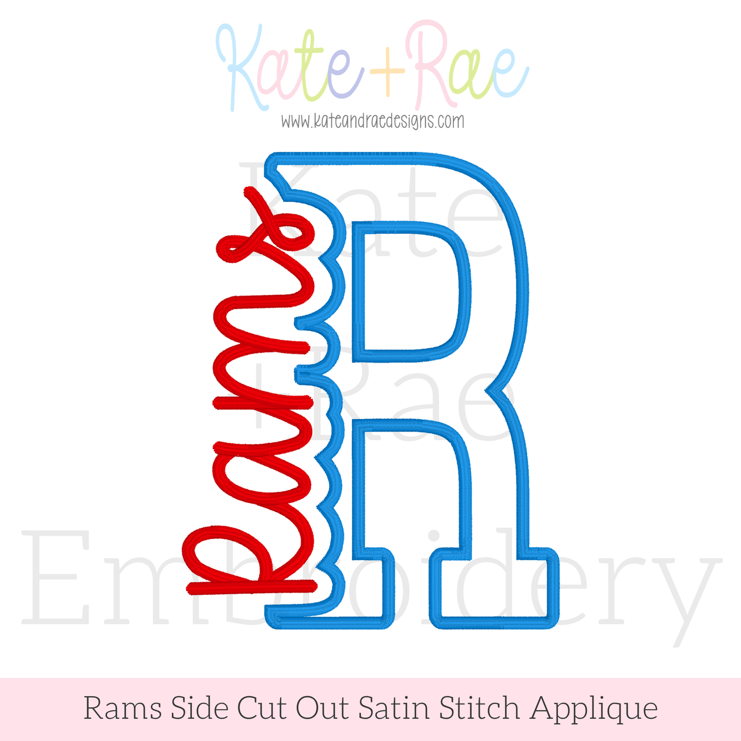 Rams Side Cut Out Satin Stitch Applique Embroidery Design