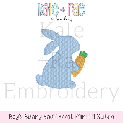 Boy's Easter Bunny with Carrot Mini Fill Stitch Embroidery Design