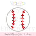Baseball Zigzag Stitch Applique Embroidery Design: Design preview of a gray zigzag applique baseball with red stitching