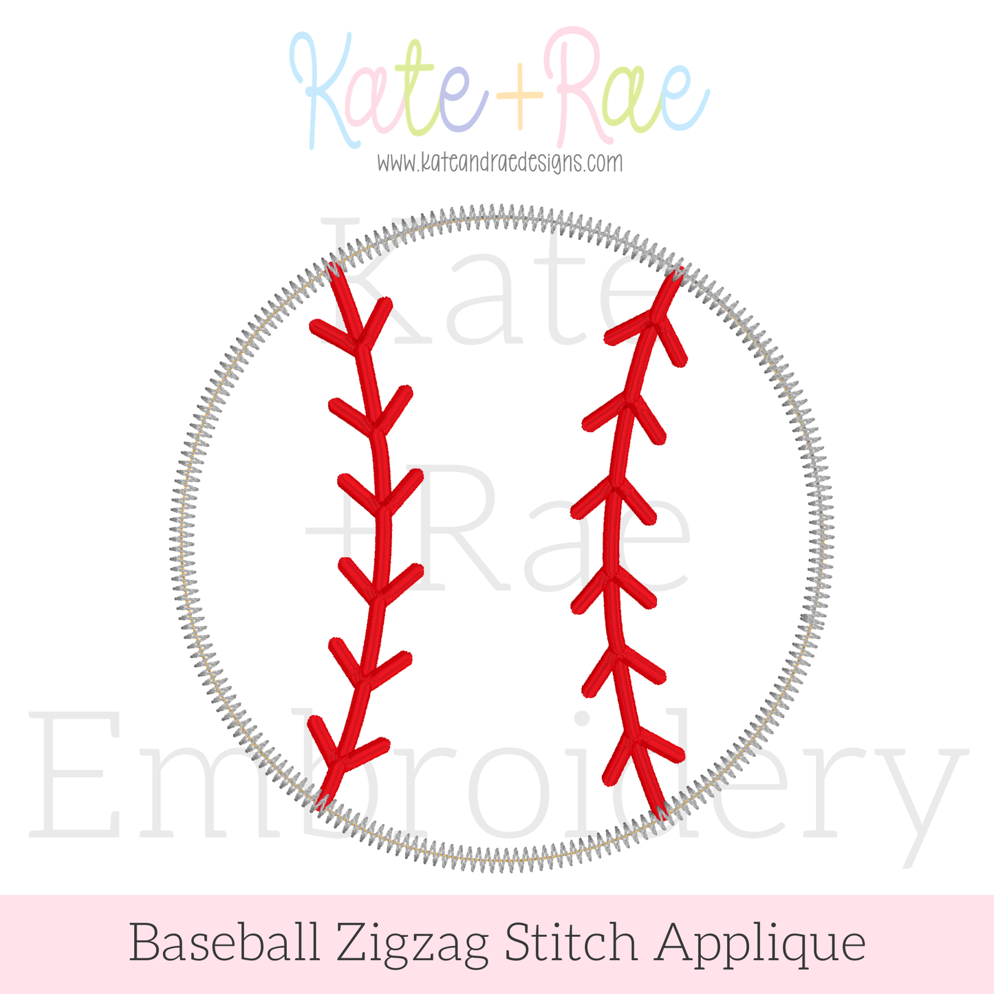 Baseball Zigzag Stitch Applique Embroidery Design