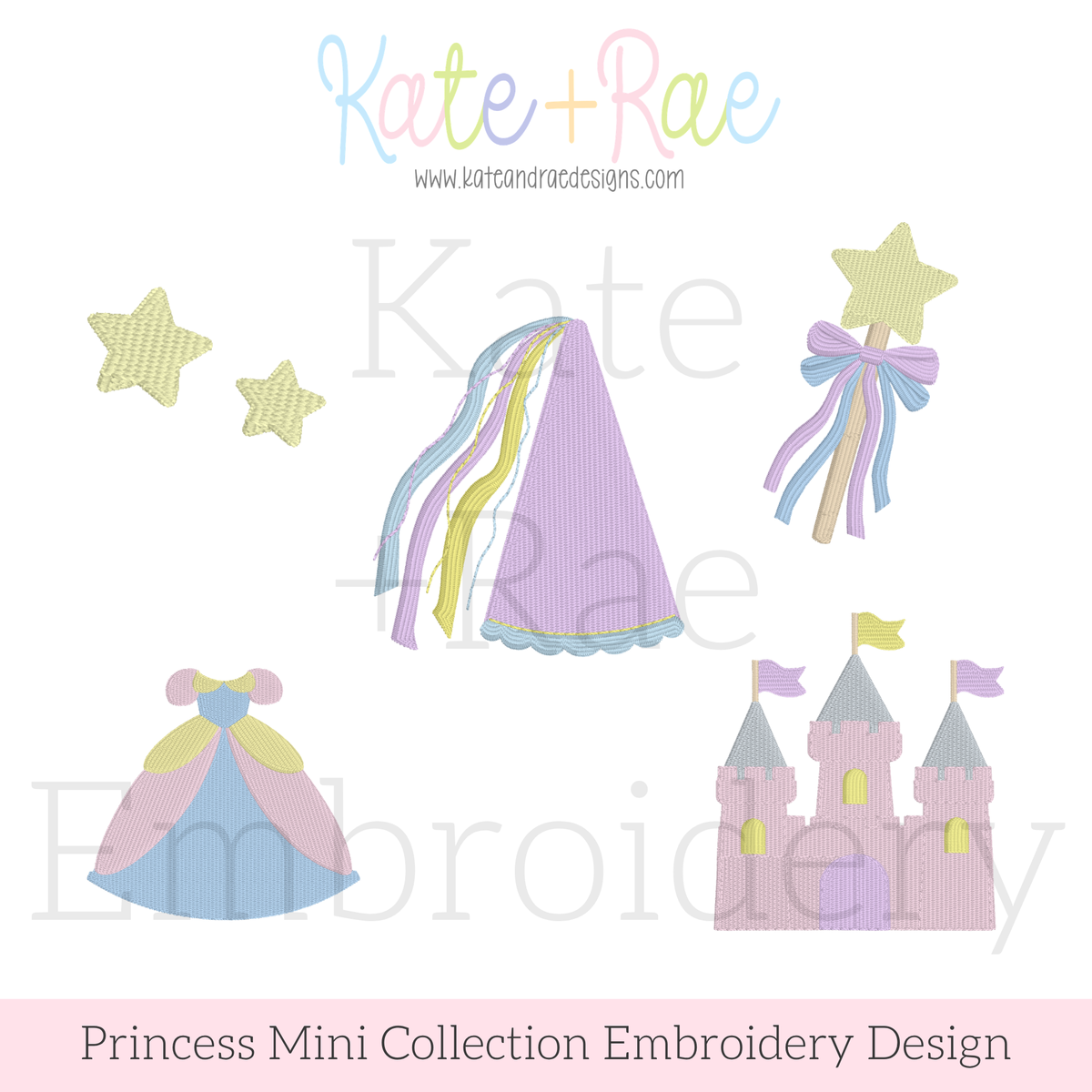 Magical Princess Mini Fill Stitch Embroidery Design BUNDLE