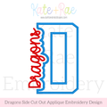 Dragons Side Cut Out Satin Stitch Applique Embroidery Design
