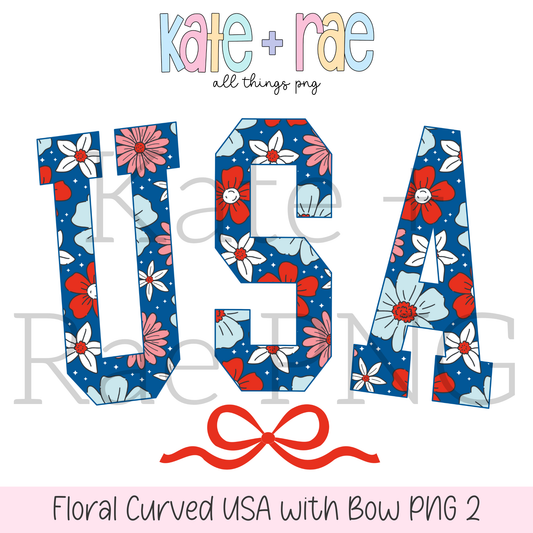 Curved USA with Bow PNG