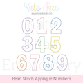 Birthday Numbers Bean Stitch Applique Embroidery Design: Design preview of numbers 0 to 9 in pastel bean stitch outline appliques
