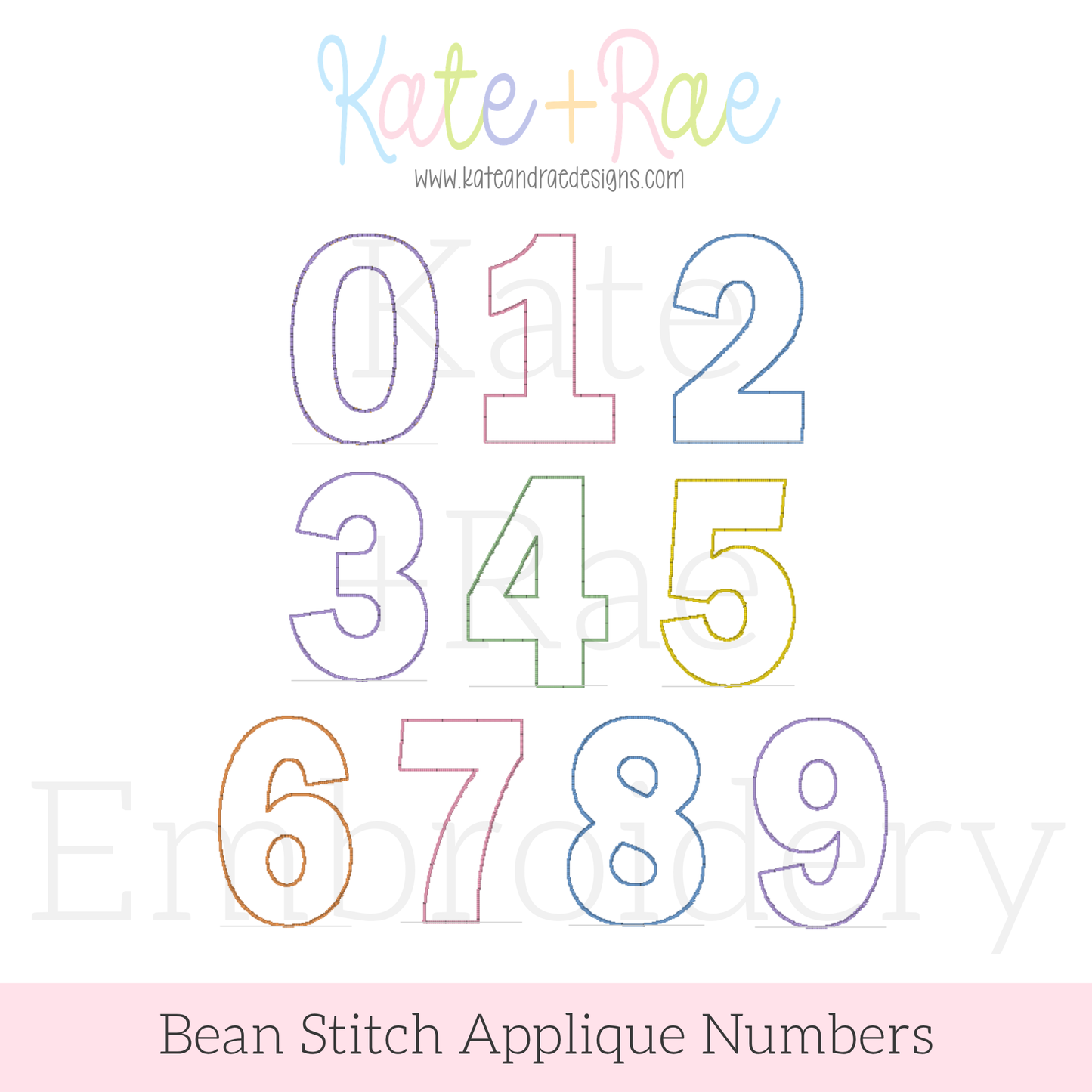 Birthday Numbers Bean Stitch Applique Embroidery Design