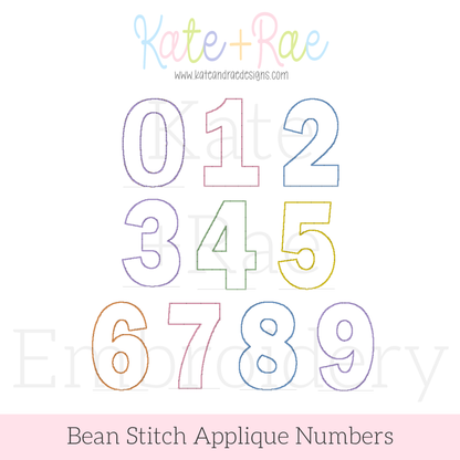 Birthday Numbers Bean Stitch Applique Embroidery Design