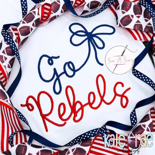 Preppy Go Rebels Embroidery Design