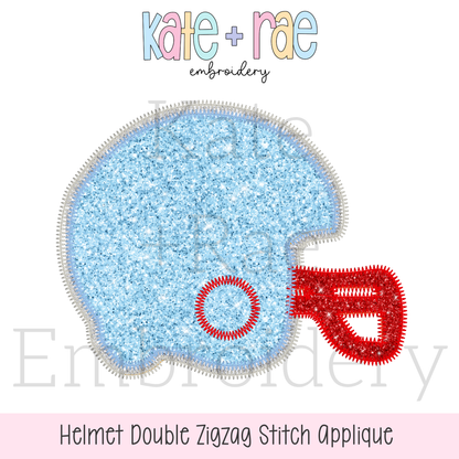 Football Helmet Double Zigzag Applique Embroidery Design