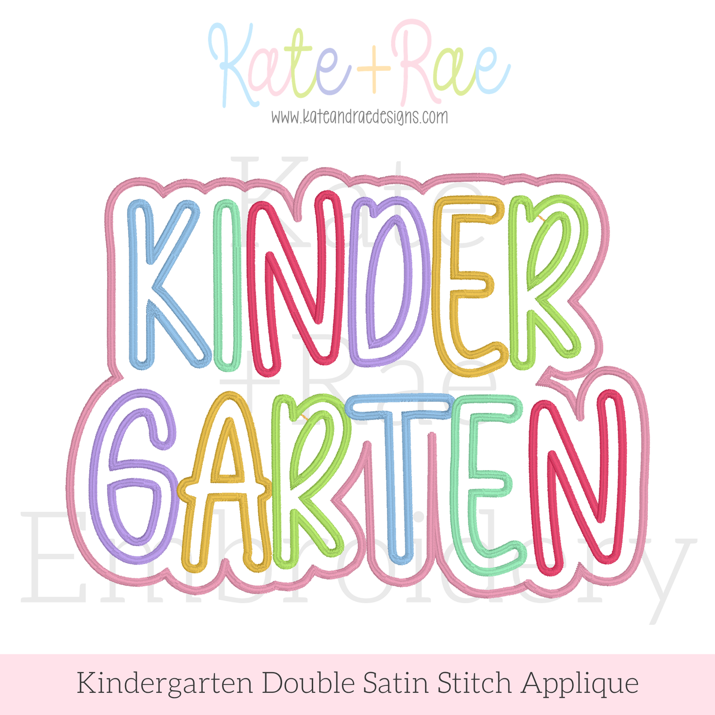 Kindergarten Satin Stitch Double Applique Embroidery Design
