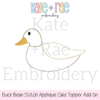Mallard Duck Bean Stitch Applique Cake Topper Add On Embroidery Design: Design preview of a white duck outline for bean stitch applique cake topper add on