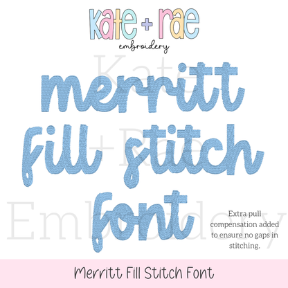 Merritt Fill Stitch Embroidery Font