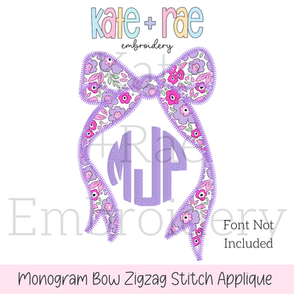 Longtail Bow Zigzag Stitch Applique Embroidery Design