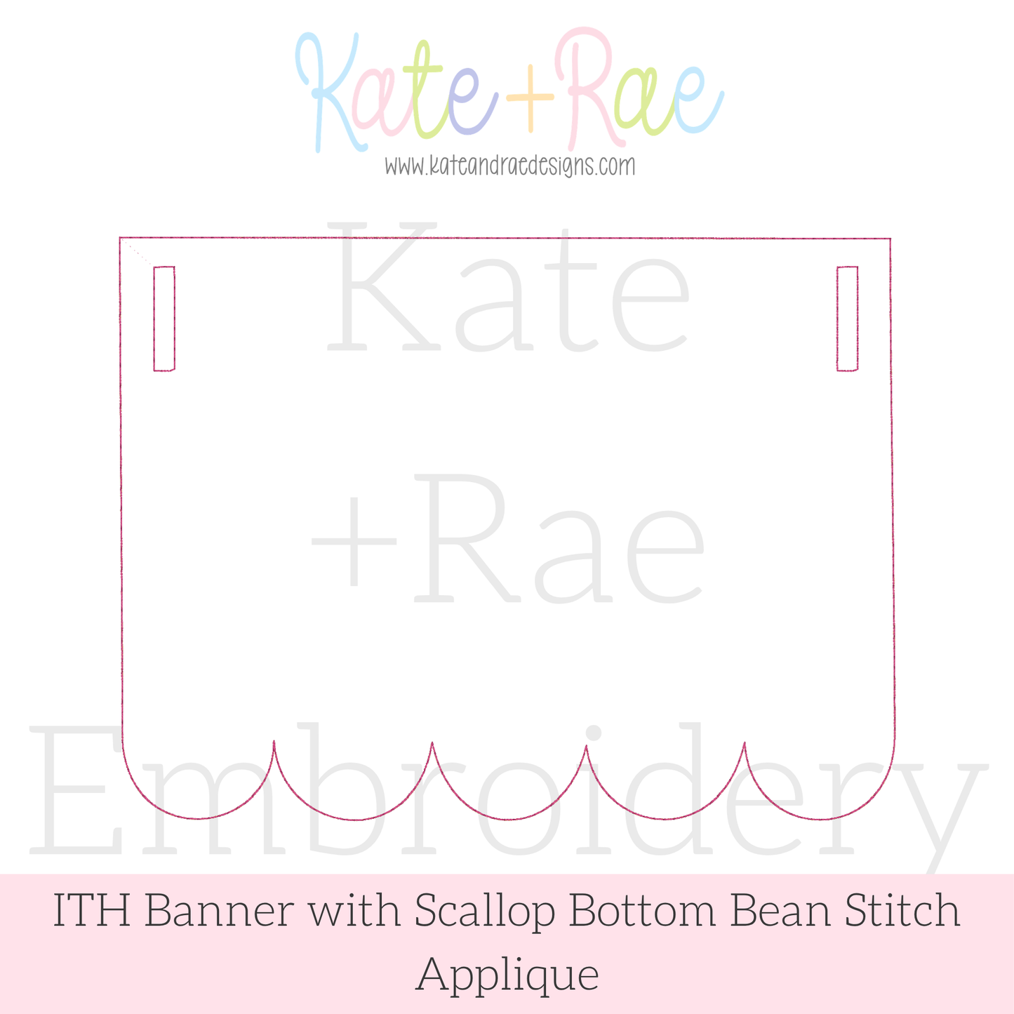 Scallop Bottom Bean Stitch Applique Banner In The Hoop Embroidery Design