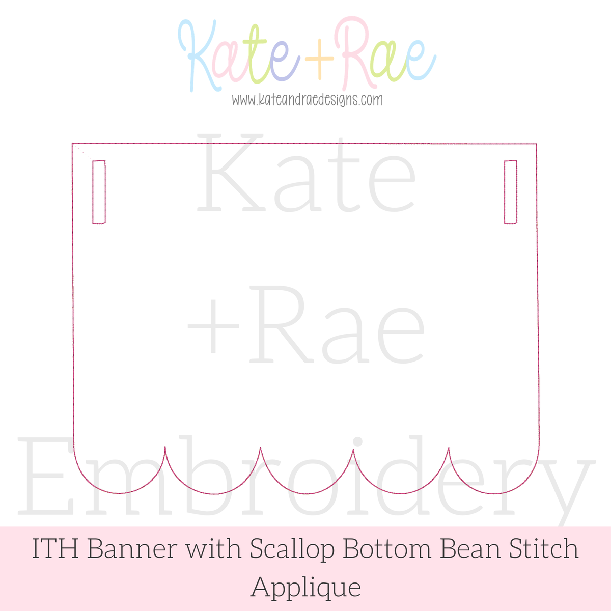 Scallop Bottom Bean Stitch Applique Banner In The Hoop Embroidery Design