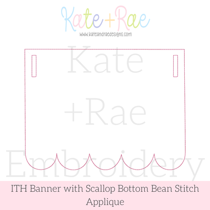 Scallop Bottom Bean Stitch Applique Banner In The Hoop Embroidery Design