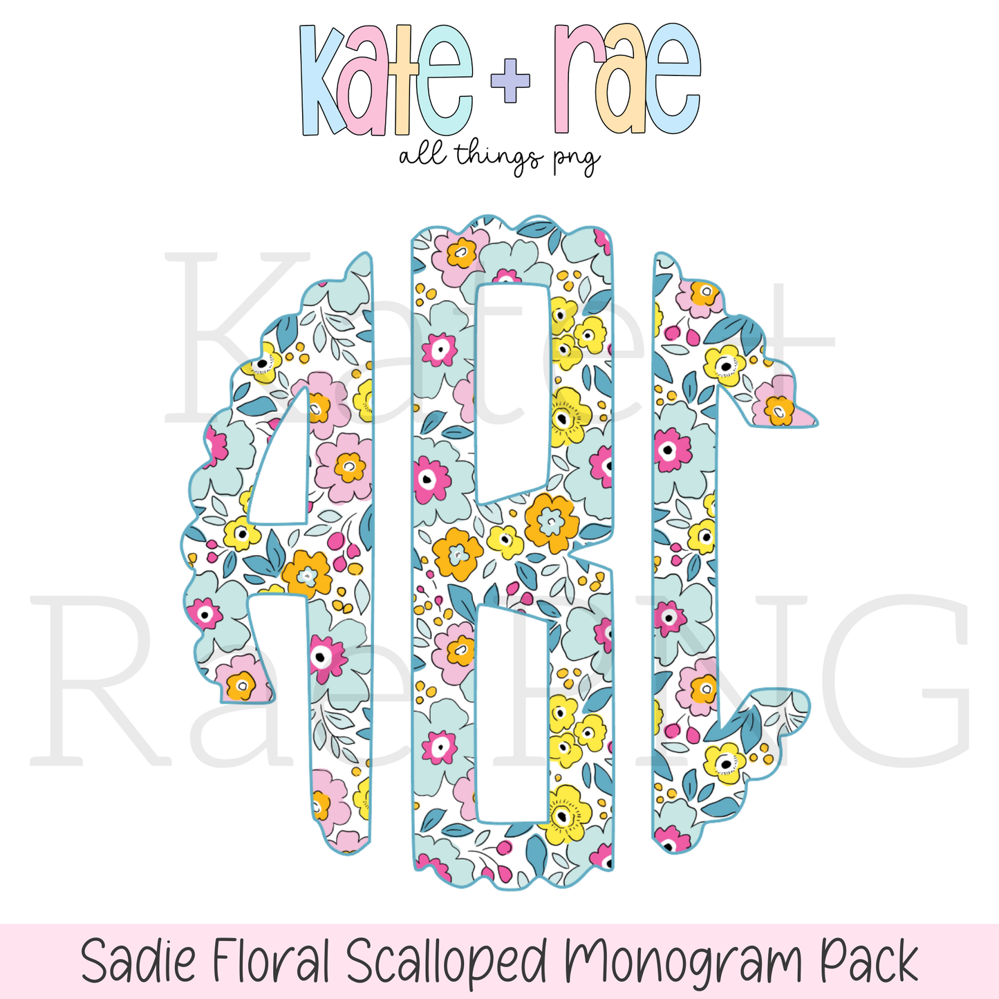 Sadie Floral Scalloped Monogram Pack