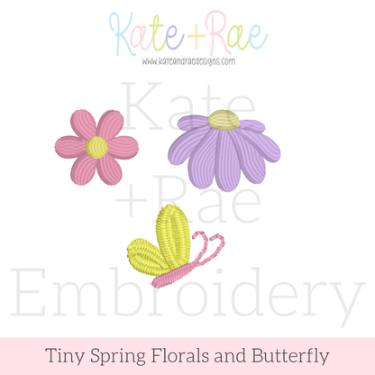 Tiny Spring Flowers and Butter Satin Stitch Mini Embroidery Design