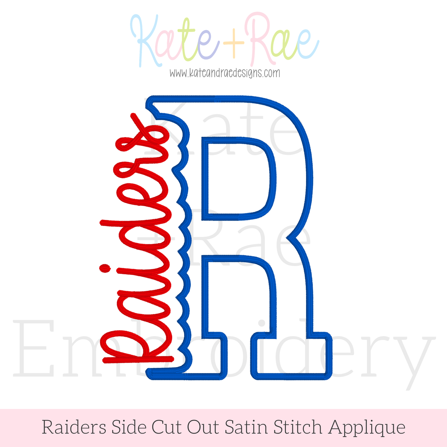 Raiders Side Cut Out Satin Stitch Applique Embroidery Design