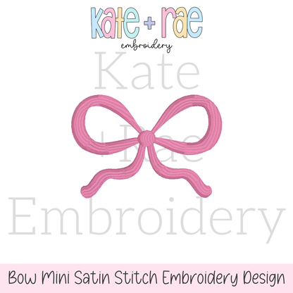 Bow Mini Satin Stitch Embroidery Design