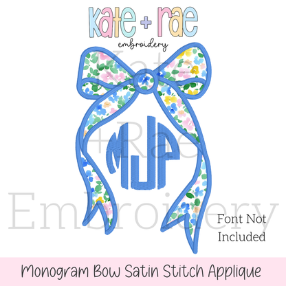 Longtail Bow Satin Stitch Applique Embroidery Design